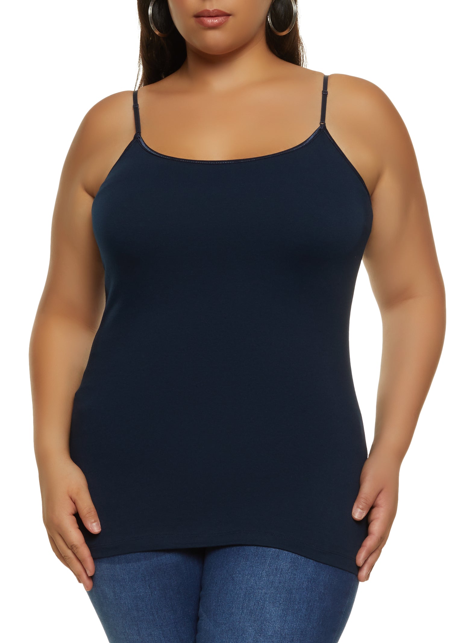 Womens Plus Basic Cotton Scoop Neck Cami,