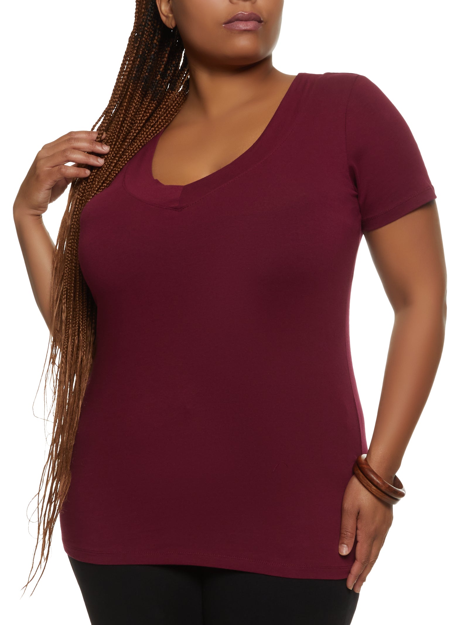  Plus Size Casual Tops For Women Burgundy Crape