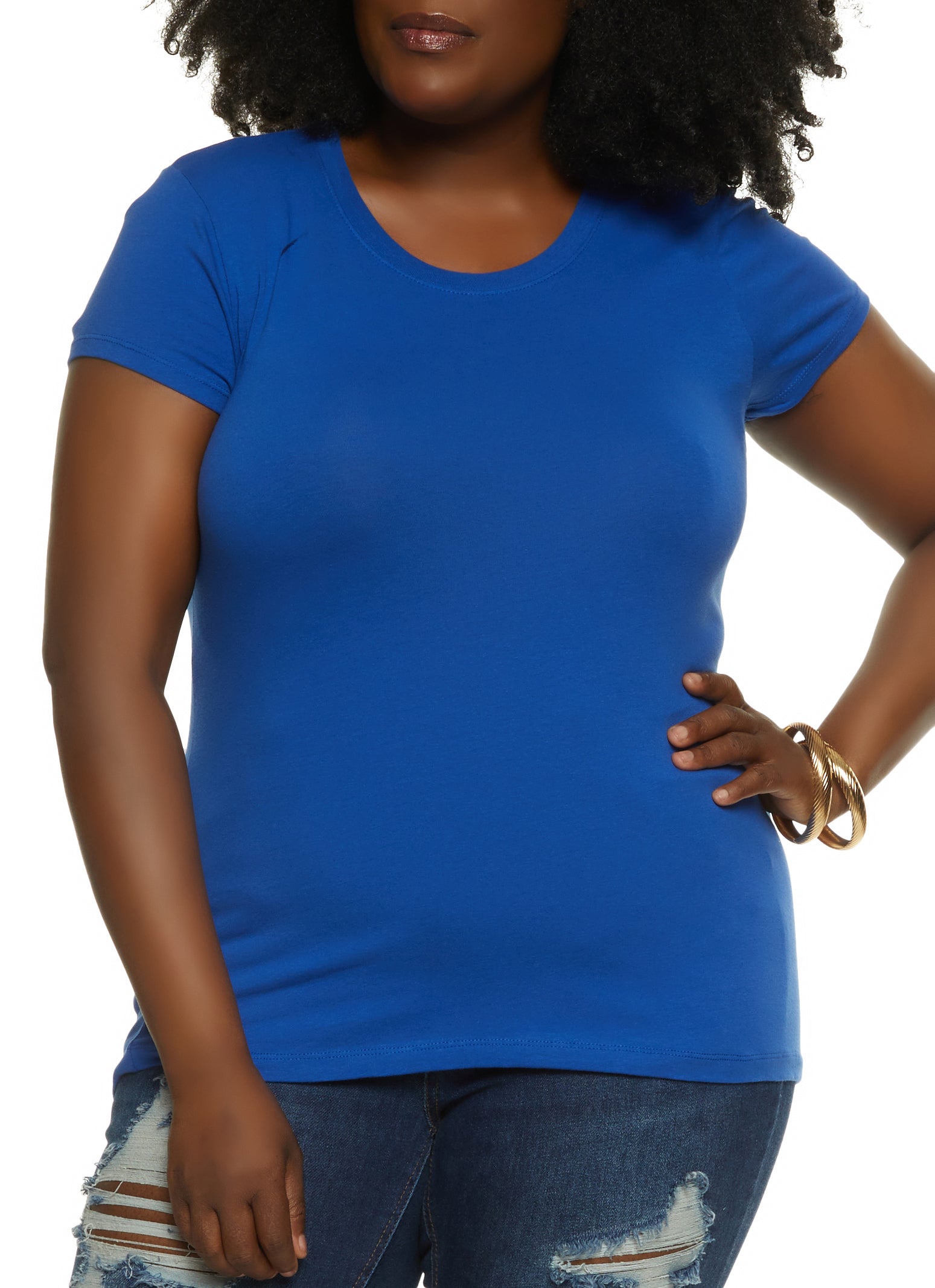 Womens Plus Basic Short Sleeve Crew Neck Tee,