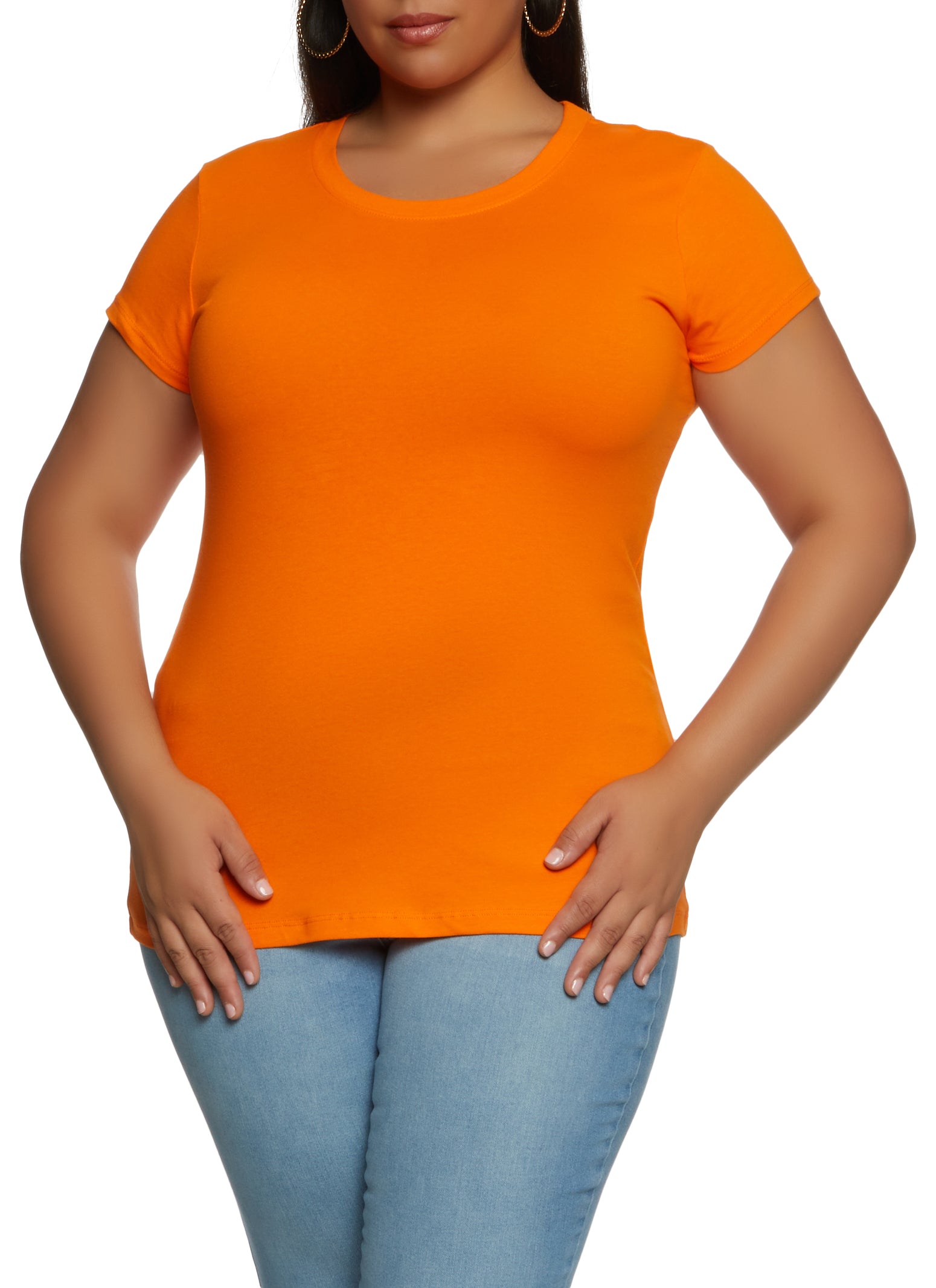Plus Size Burnt Orange Short Sleeve Bodysuit