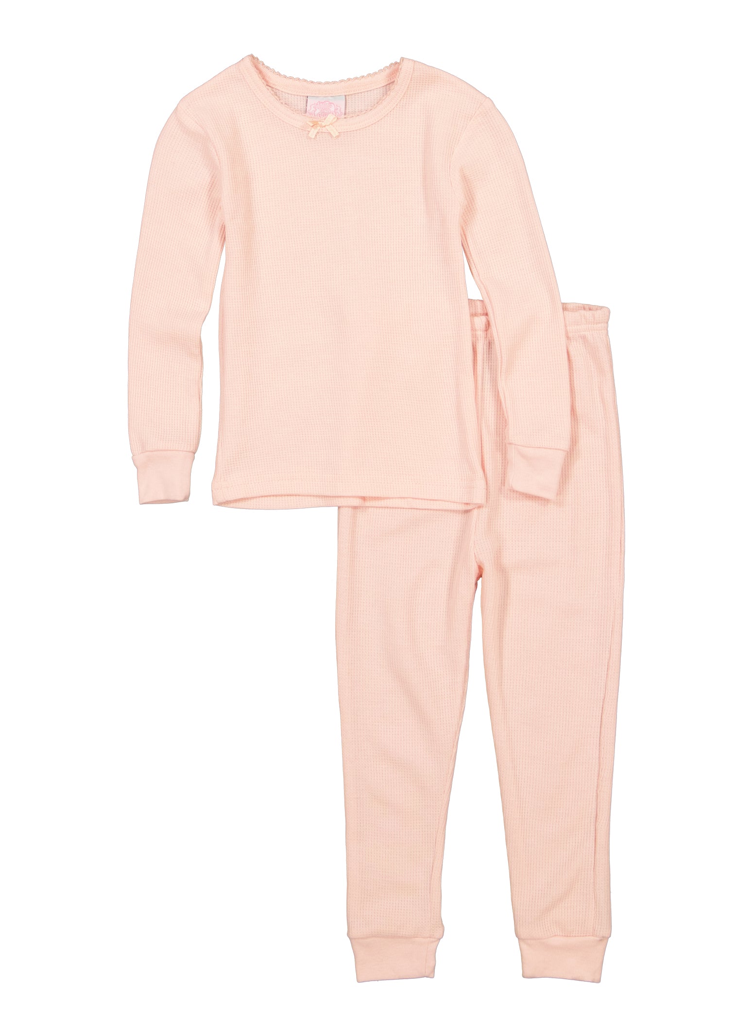 Girls Thermal Pajama Top and Pants - Pink