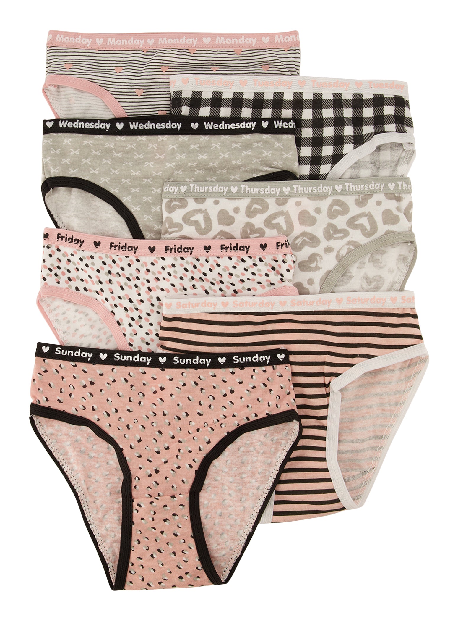 Womens Little Girls Printed Days of the Week Panties, Multi, Size 4