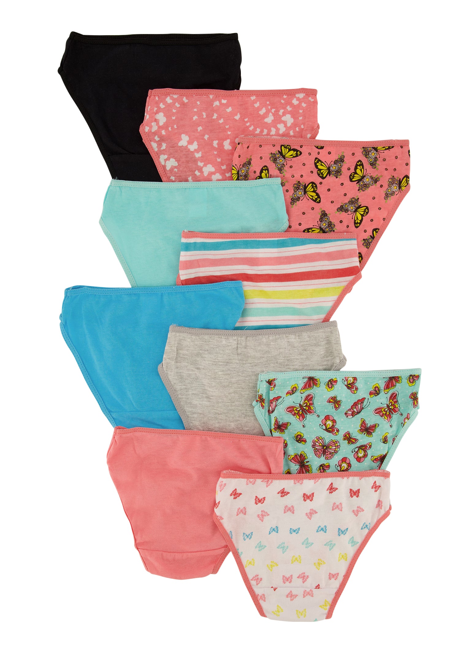 Womens Little Girls 10 Pack Butterfly Print Assorted Panties, Multi, Size 4