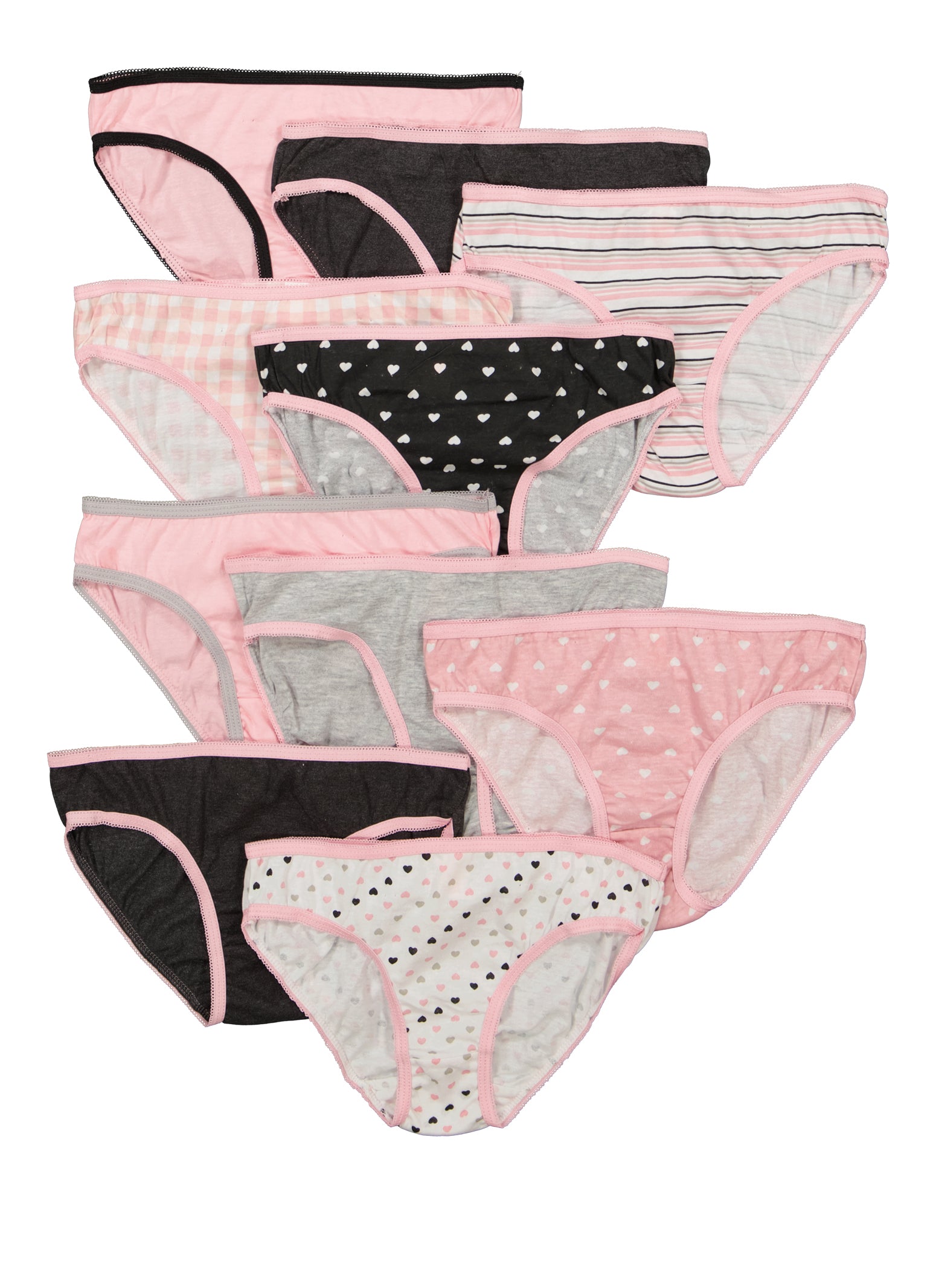 Logo Girls Underwear Panties Set in Grey and Tie Dye Multicolor