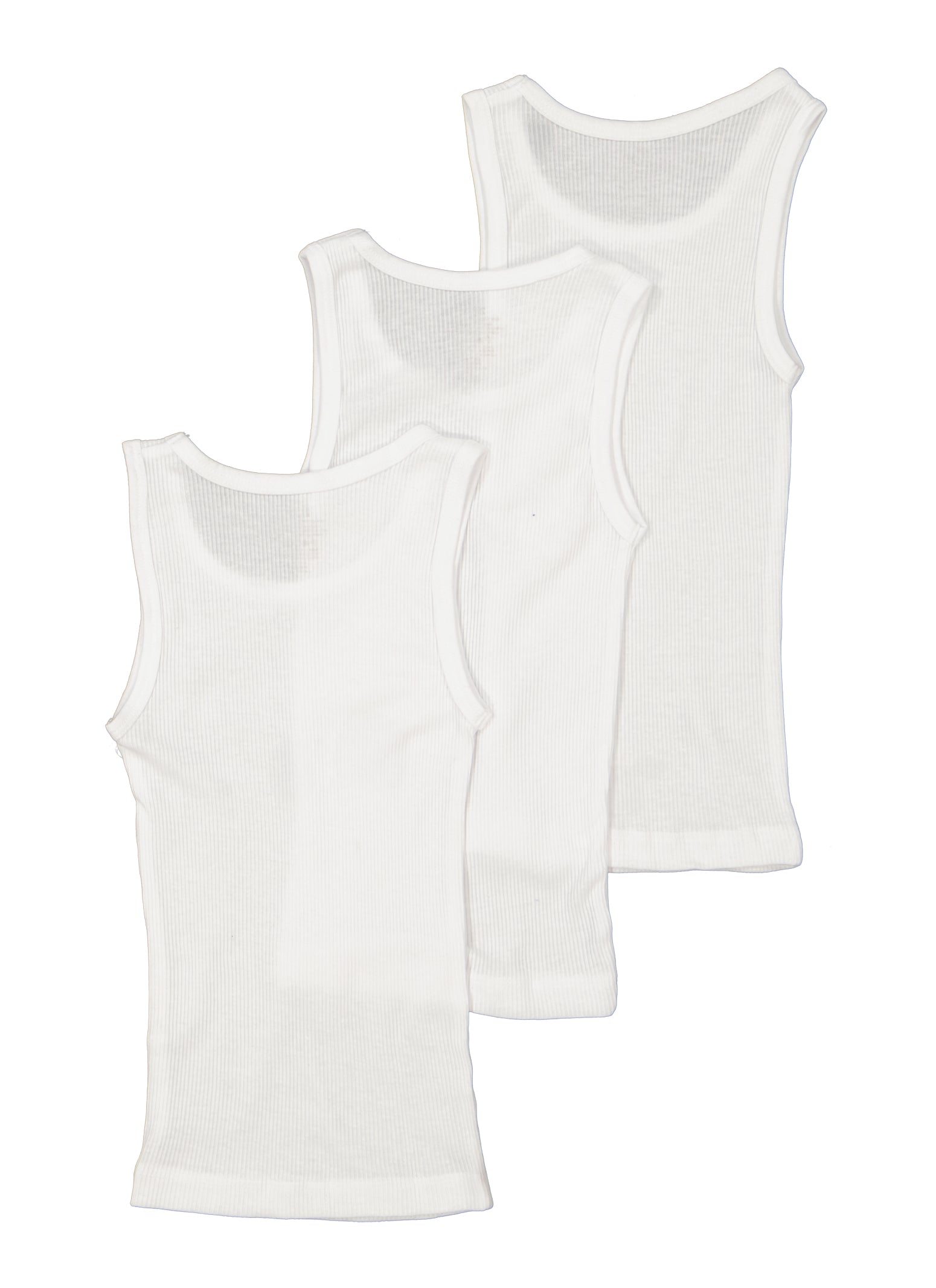 Toddler Boys Ribbed Tank Tops 3 Pack, White,