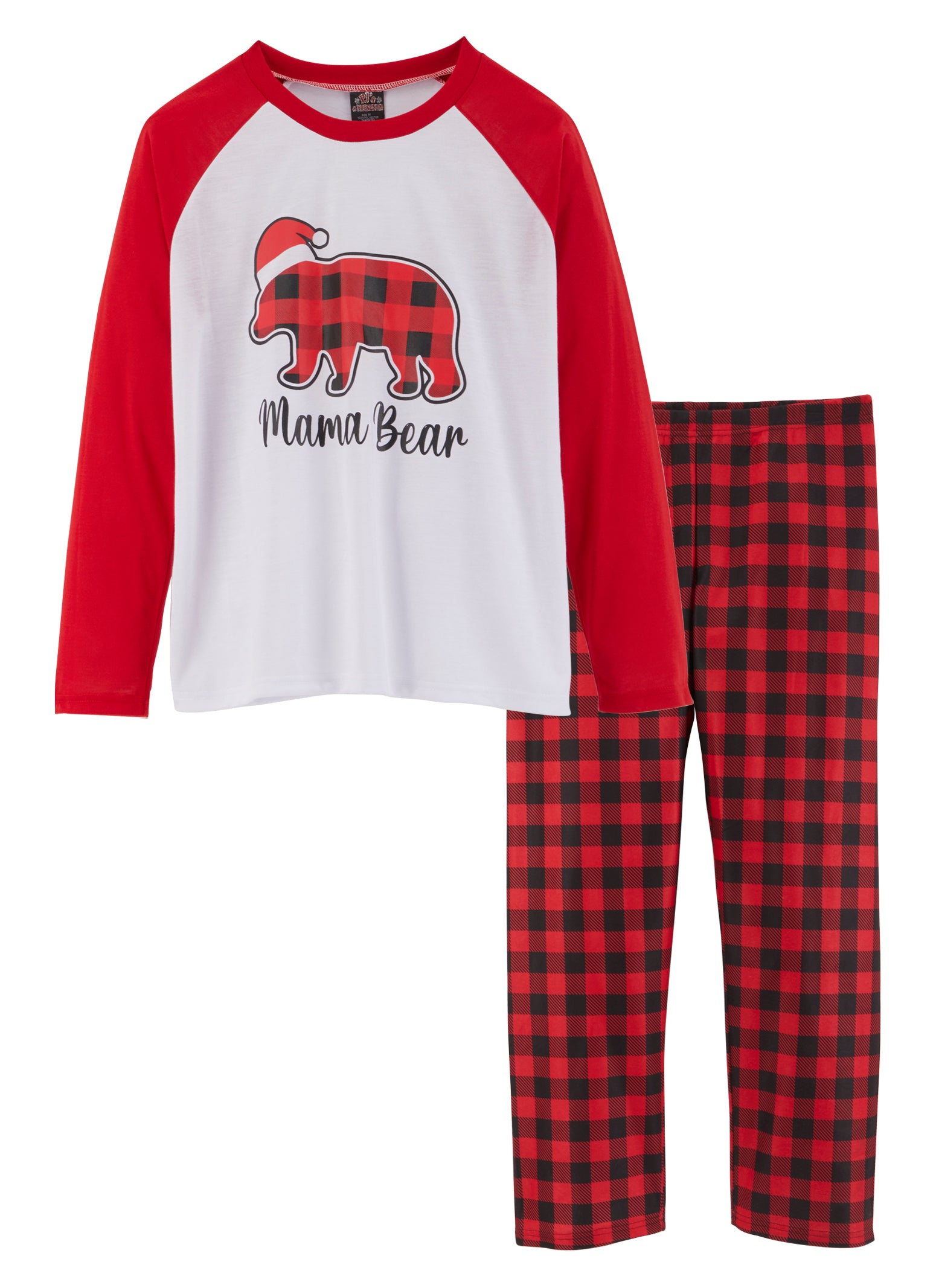 Rainbow Shops Womens Matching Mama Bear Plaid Family Pajamas, Red, Size M