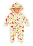 Toddler Long Sleeves Floral Print Contrast Trim Jumpsuit