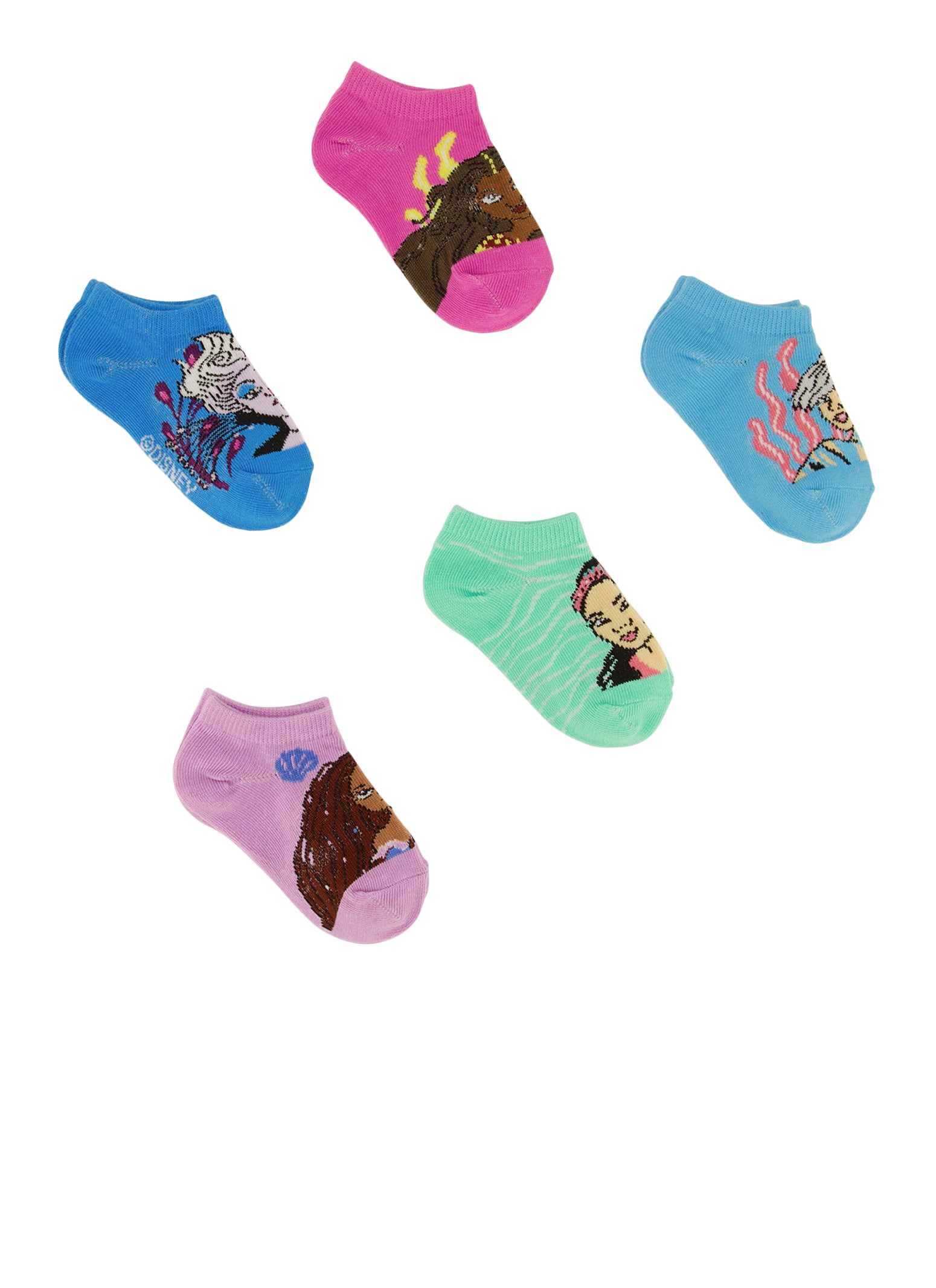 Baby Girls 5 Pack The Little Mermaid Ankle Socks, Multi