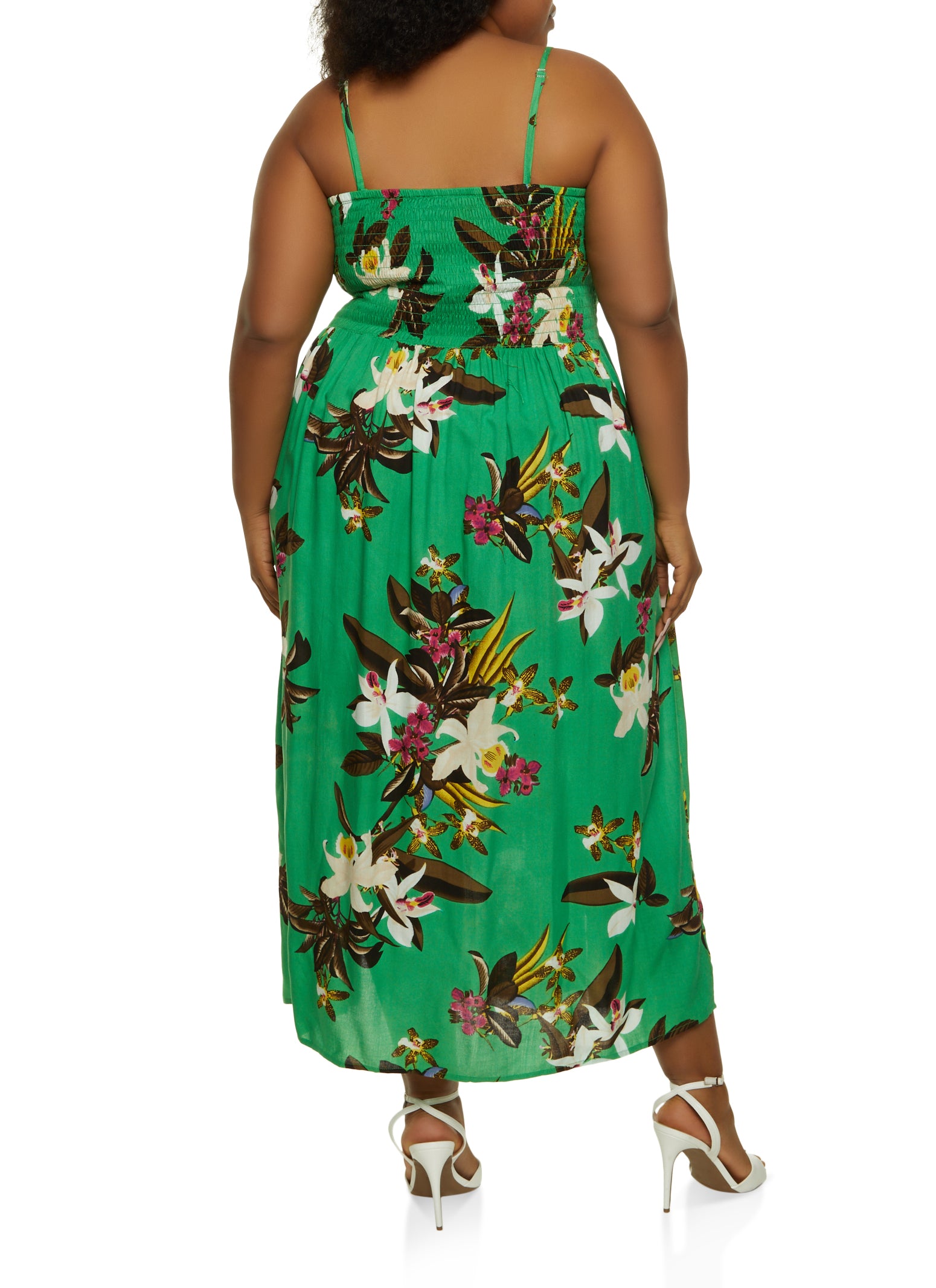 Plus Size Floral Print Split Hem Maxi Dress 8941