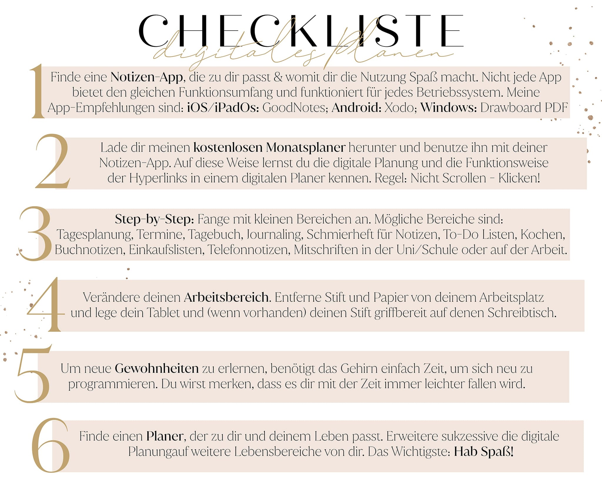 Checkliste Digitales Planen