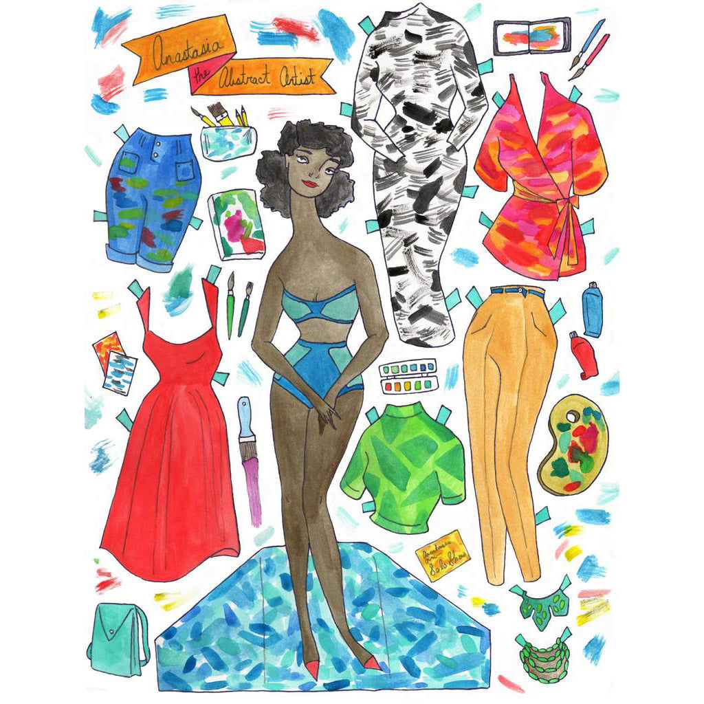 Paper Doll Art Print - Anastasia the Abstract Artist | Freshie & Zero