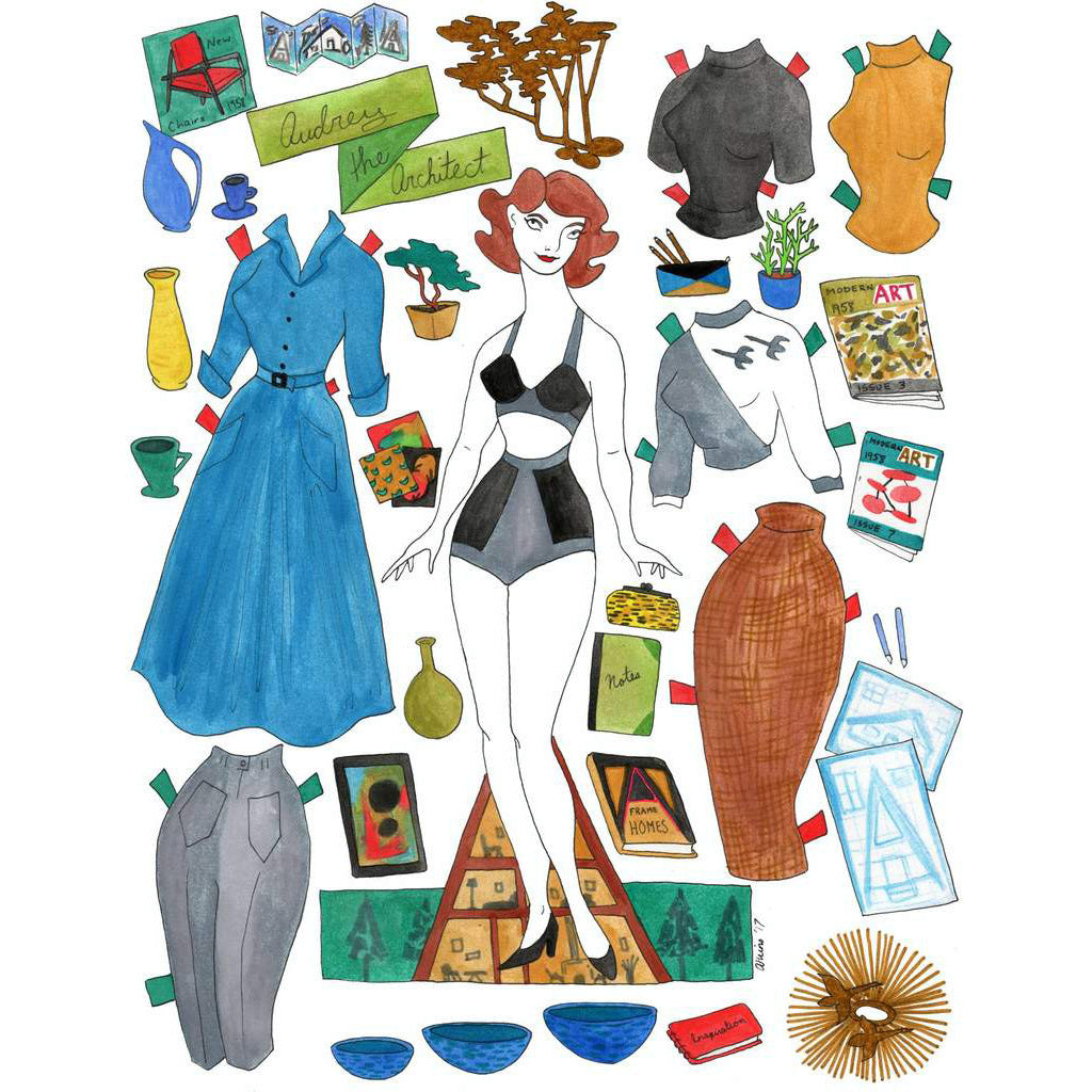 Paper Doll Art Print - Audrey the Architect | Freshie & Zero