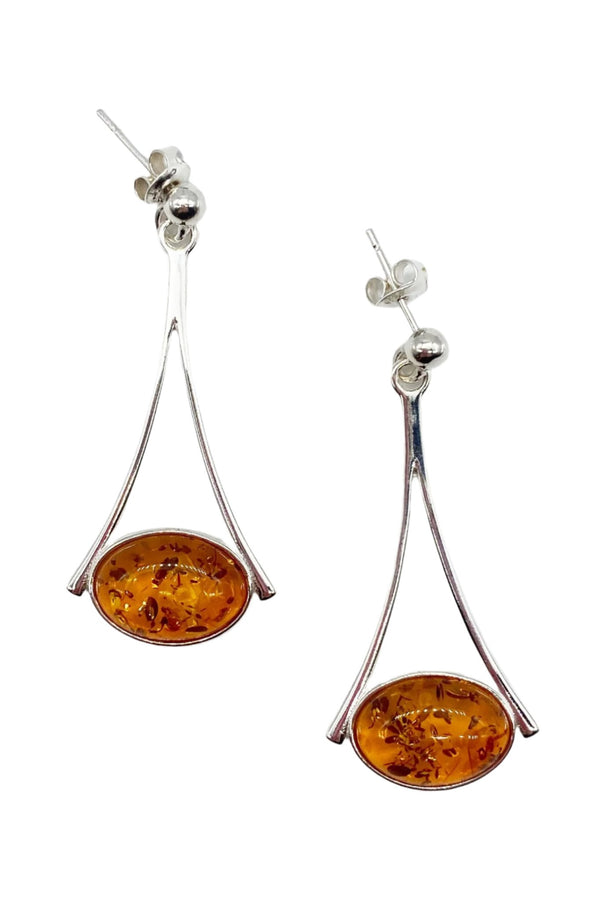 Baltic Honey Amber Sculptured Tear Drop Earrings - L'Atelier Global