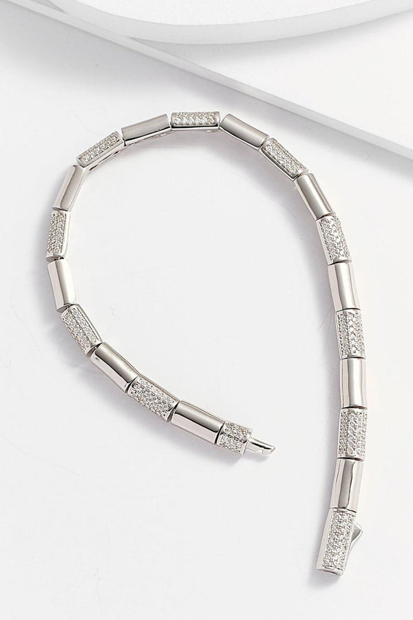 Wide Crystal & Golden Chain Link Bracelet – Linea Luxe