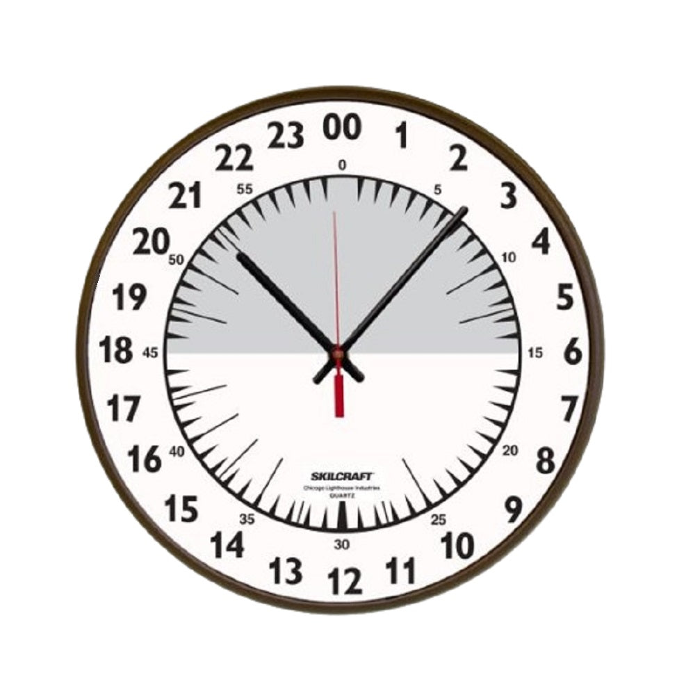 6645013425314 AbilityOne, Quartz Wall Clock, 24-Hour, Battery Operated, Slimline Plastic Frame, 12.75" Diameter 10/Bx