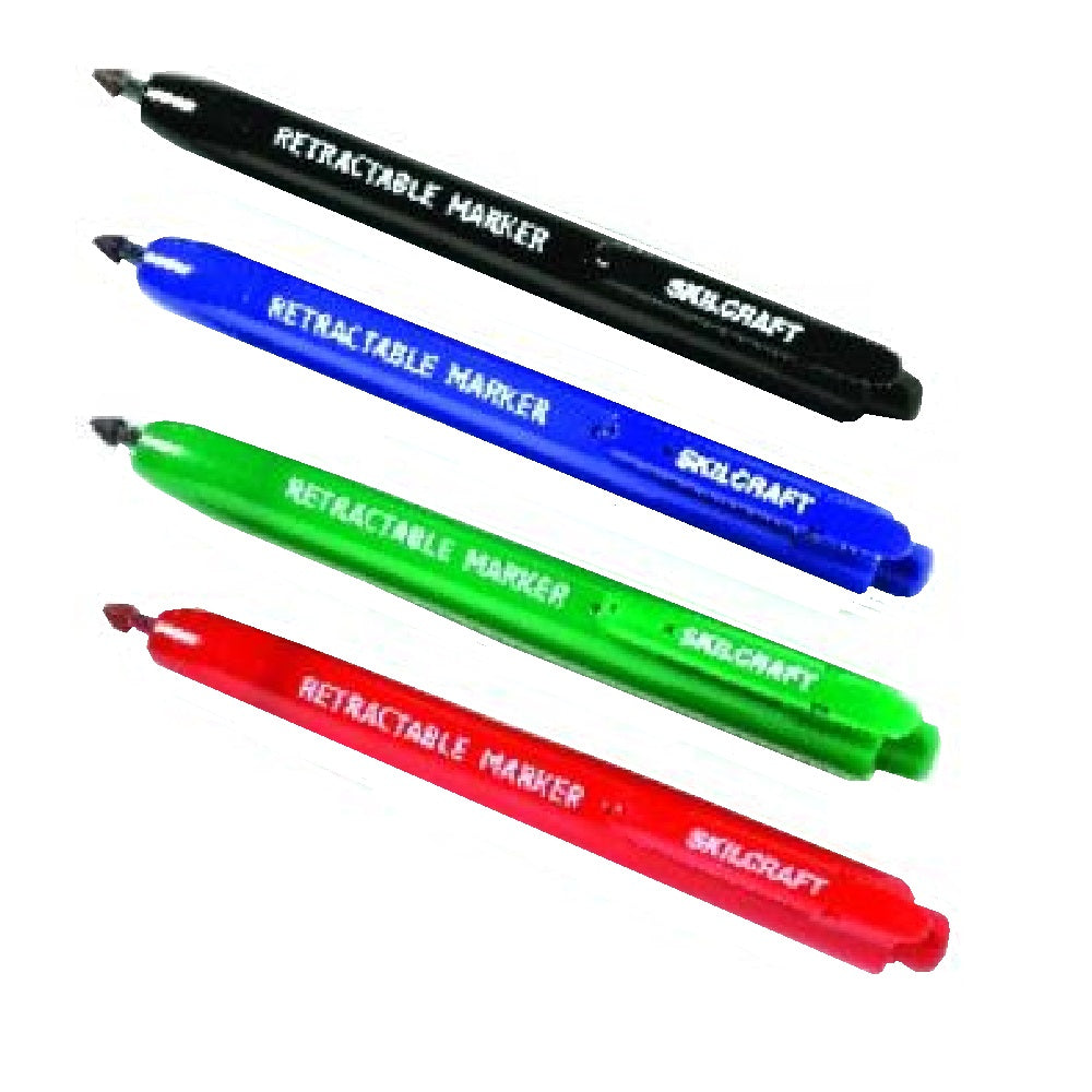 AbilityOne 5550296 7520015550296 Permanent Marker, Retractable, Fine Point,  Black, 4 per PK