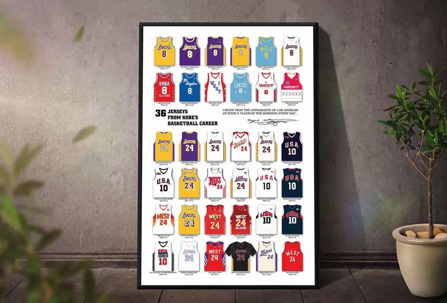 Kobe Bean Bryant's career 36 jerseys 