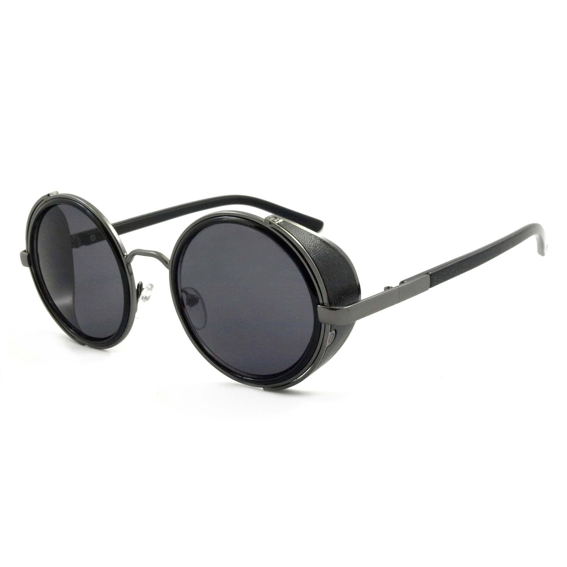 'Freeman' Round Sunglasses With Side Shield In Black – Tayroc