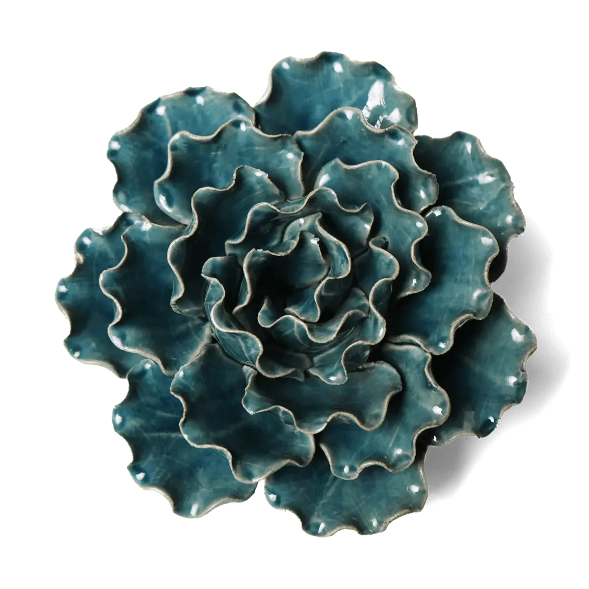 Ceramic Flower Wall Art Sea Lettuce Large 5: Teal