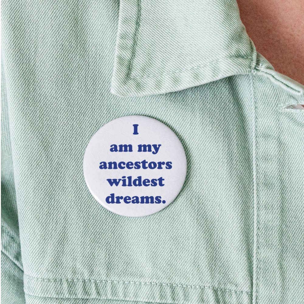 Ancestors Blue Writing Buttons large 2.2'' (5-pack)