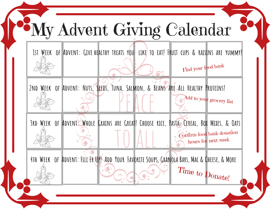 Printable Reverse Advent Calendar Template