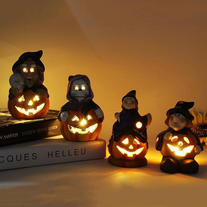 Witches with Pumpkin Ceramic LED Desk Light Home Decor