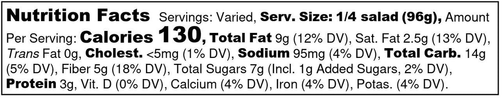 Fresh Beet and Orange Slice Salad topped Caramelized Cacao Nibs Nutrition Facts