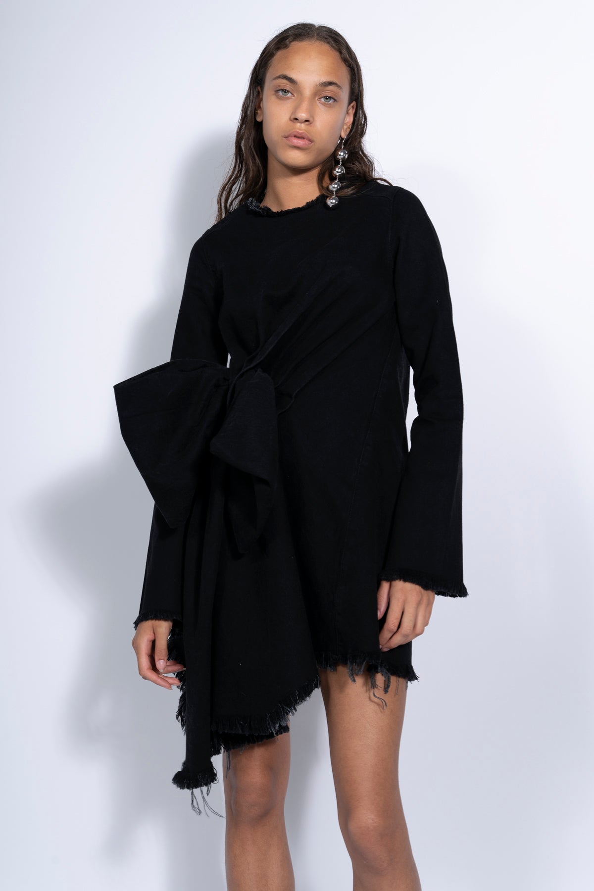 BLACK JANIS DRESS WITH FRONT PLEATS – MARQUES ' ALMEIDA