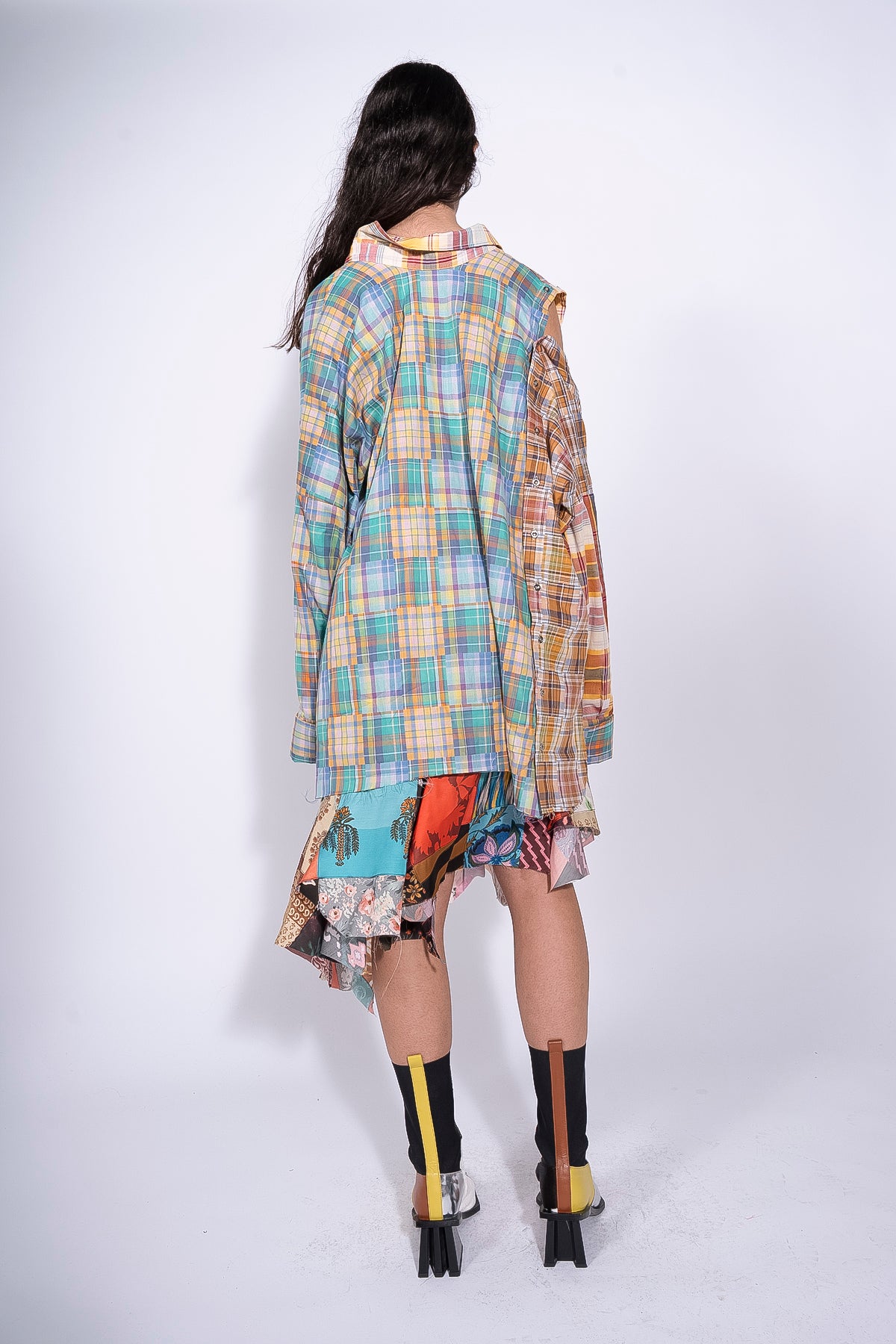 MULTI CHECK TIE DYE DECONSTRUCTED LONG SHIRT DRESS – MARQUES ' ALMEIDA