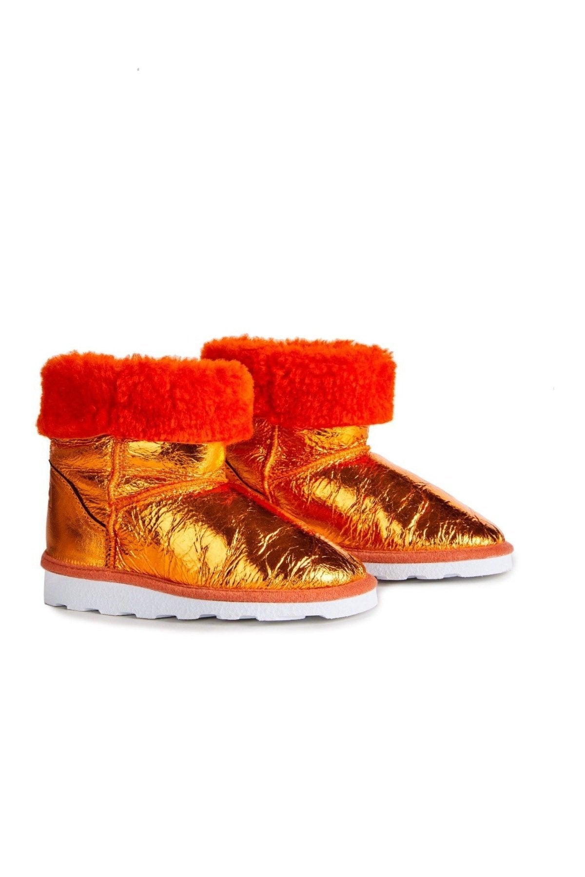 orange fur boots