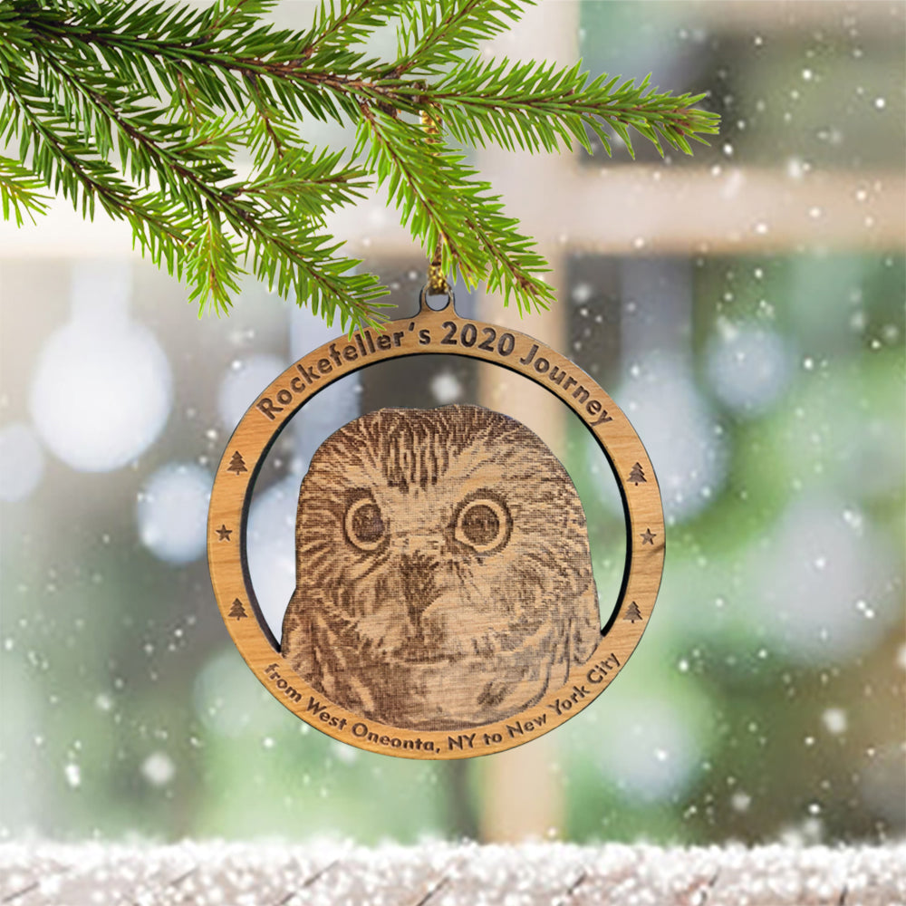 Rockefeller christmas tree owl ornament