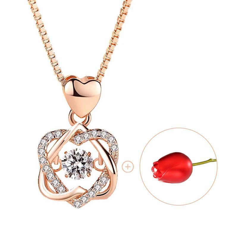 Heart necklace Set with rose - MUSSBUY