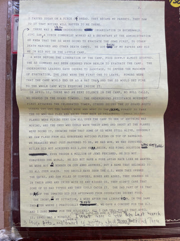 legal paper w typed story about holocaust