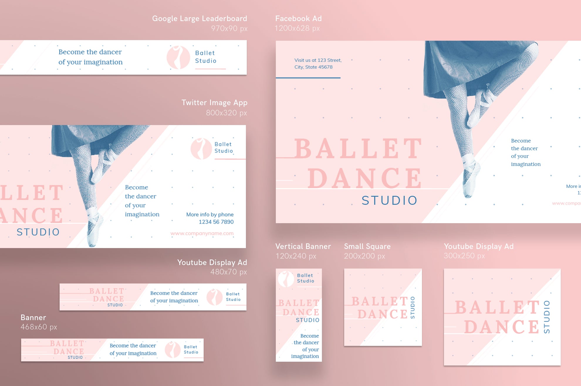 Ballet Dance Studio Web Banner Templates Bundle