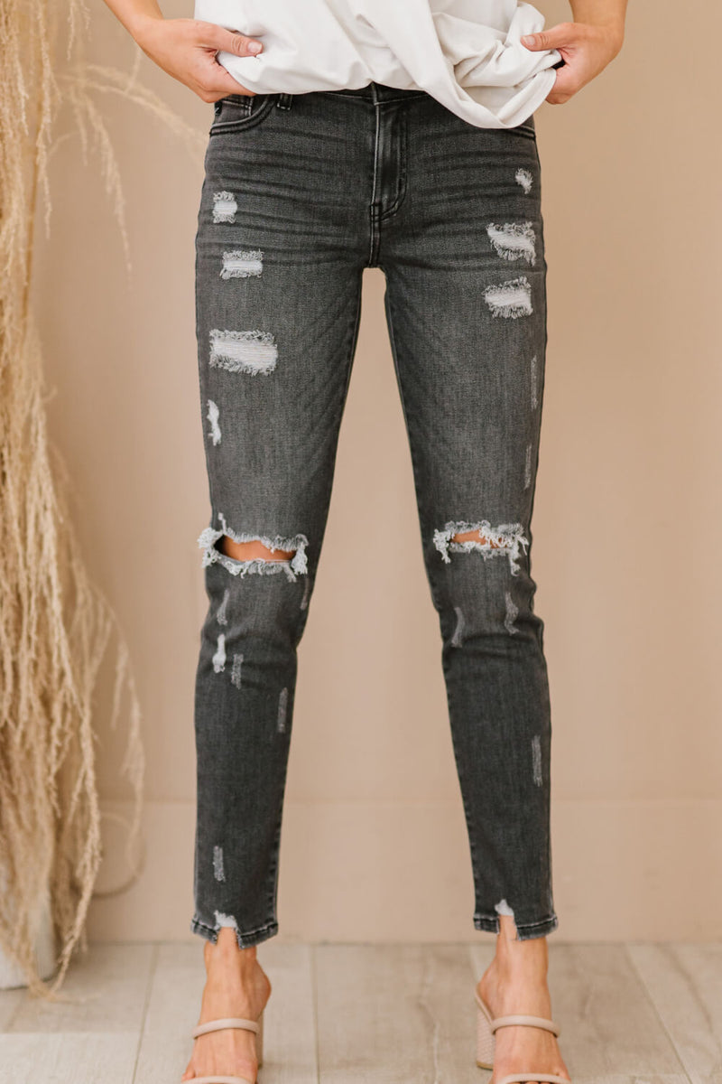 Kancan Maggie Mid-Rise Distressed Skinny Jeans
