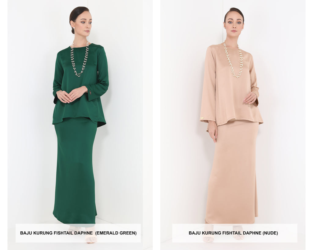 Baju Raya Fishtail Daphne (Emerald Green & Nude)