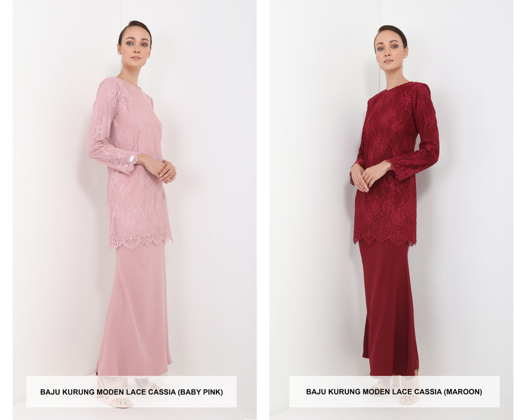 Baju Raya Moden Lace Cassia 2020 (Baby Pink & Maroon)