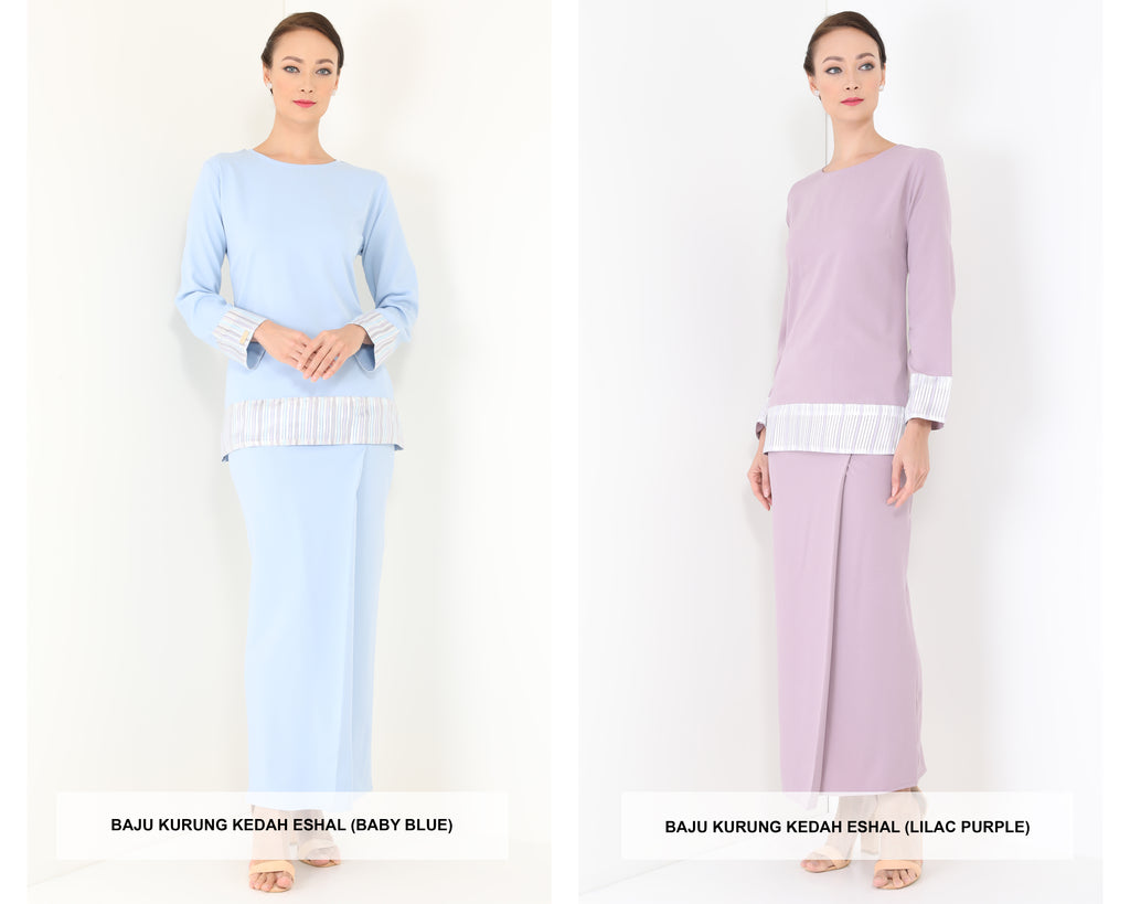 Baju Kurung Kedah 2020 (Baby Blue & Lilac Purple)