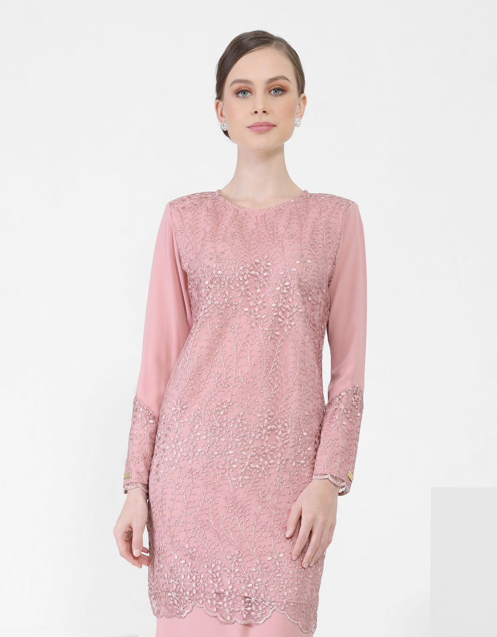 dusty pink baju kurung