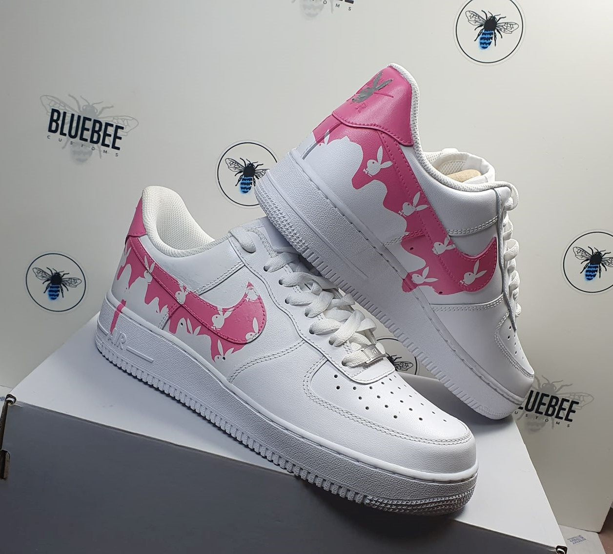 pink custom air forces