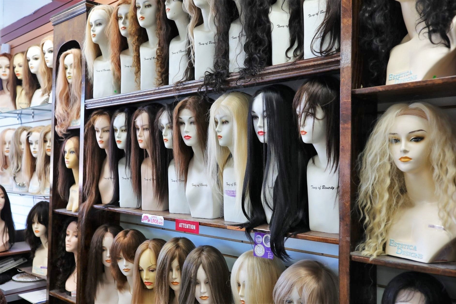 wigs displayed at wig ave