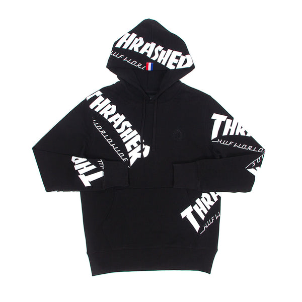 huf x thrasher tds allover black hoodie