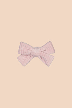 Corduroy Bow Hairclip, Soft pink