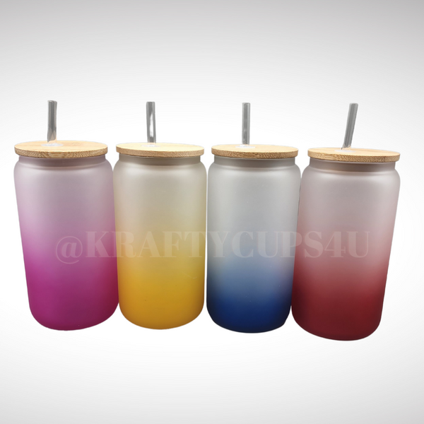 Clear Sublimation Glass Can (Plastic Colorful Lids) 16oz – OMG Cups!