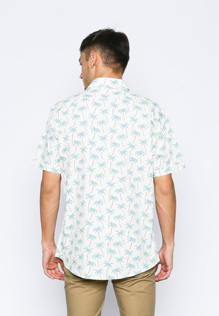 Palm Tree Print Slim Fit Shirt - C-YEFD10-N1