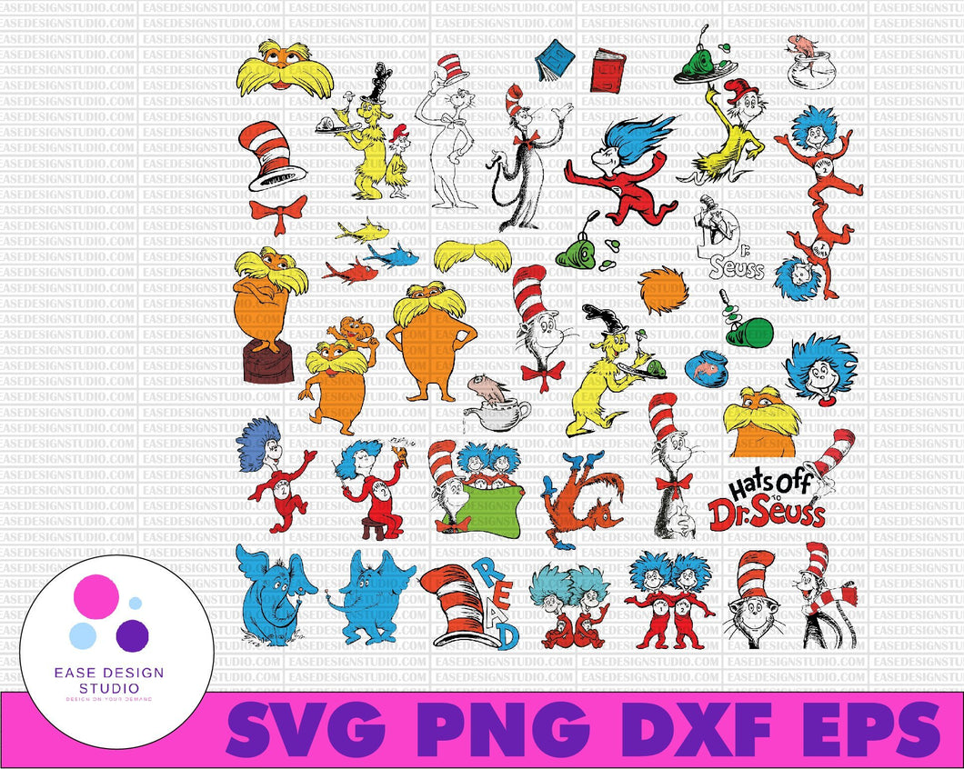 Dr Seuss Svg Bundle Cat In Hat Svg Lorax Svg Thing One Two Svg Seu Ease Design Studio 2