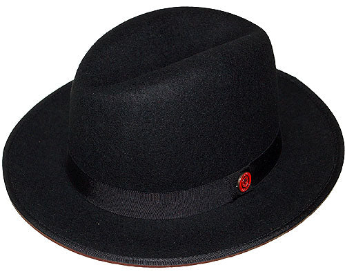 Mens Hat BRUNO CAPELO Australian Wool Wide Brim Fedora Melrose MR370 Black
