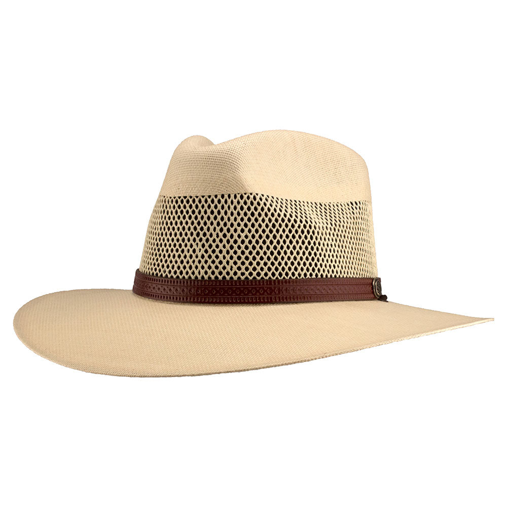 New American Hat Makers Cabana Mesh Leather Hat Black