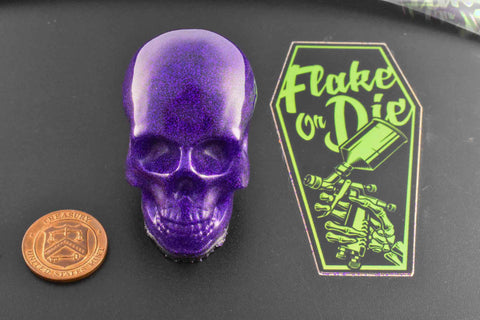 Flake Or Die, Bruiser .004, Purple Metal Flake, Resin Skull