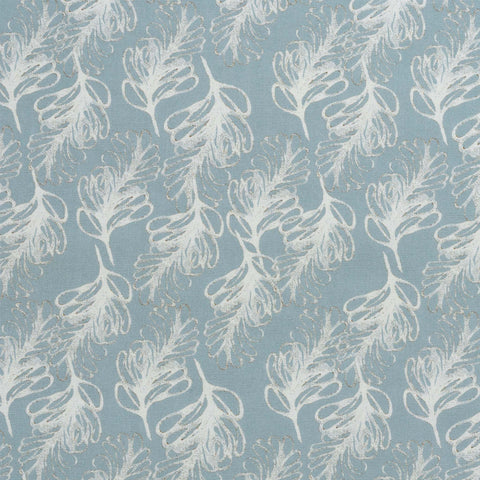 Plume Mix fabric print design in Teal Blue